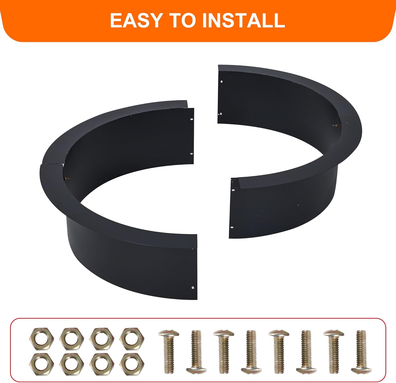 Fire Pit Ring, 45-Inch Outer/39-Inch Inner Diameter, Heavy Duty Metal Steel Round Firepit Rim Insert for DIY Fire Pits, Outdoor Above or In-Ground, Camping Garden Patio Backyard