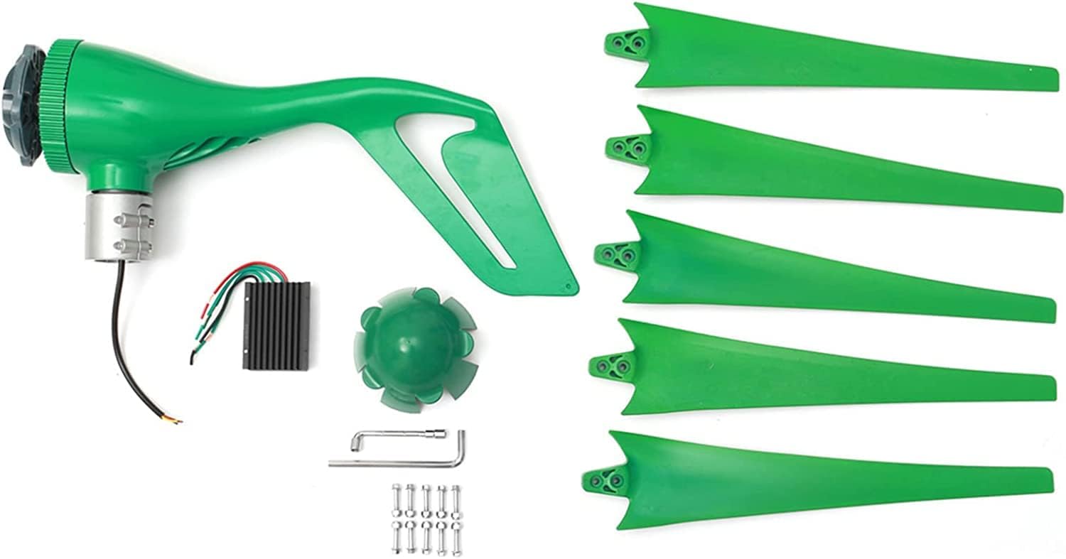 LiuSj JUnSt 5000W 12V 24V 5 Blades Wind Turbine Generator Windmill with Charge Controller, Wind Turbine for Home Camping(Green)