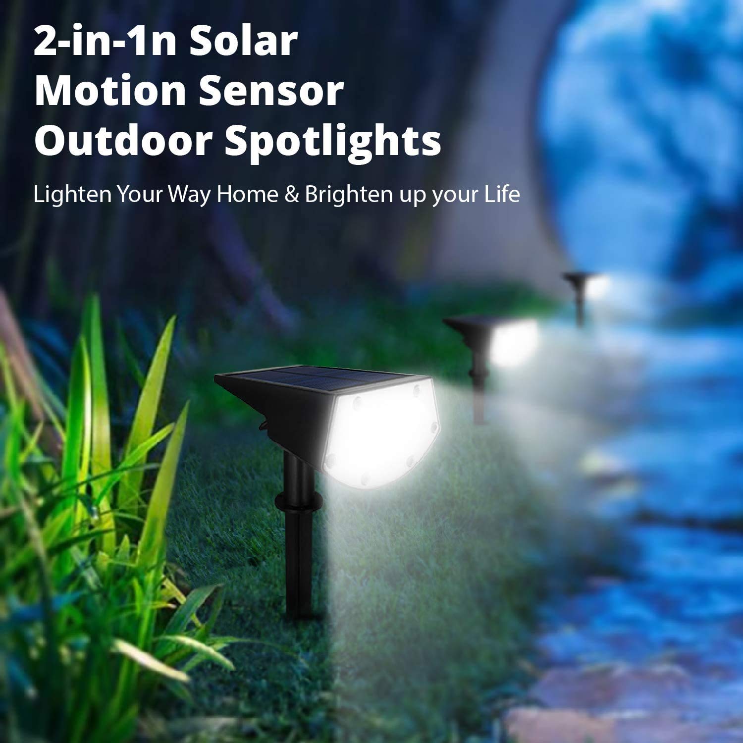 WBM Smart 20 Led Solar Landscape Spotlights, Ip65 Waterproof Solar Powered Wall Lights 2-in-1 Wireless Outdoor Solar Landscaping Light for Yard Garden Driveway Porch, 6 Pack