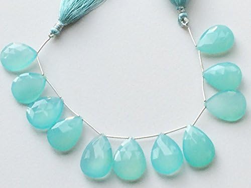 13 inch Natural Beads Strand of 25x3-22x13mm Faceted pear Aqua Chalcedony Gemstone briolletes Beads for DIY Jewelry - Necklace, Bracelet, Earring, Ring.