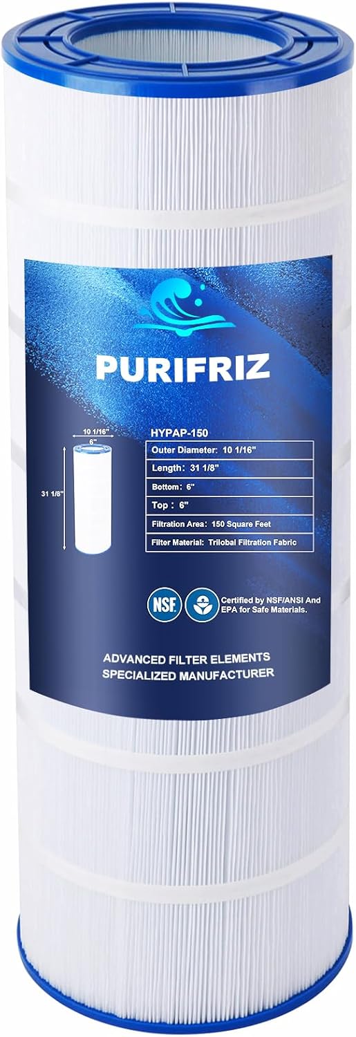 CC150 Pool Filter Compatible with CC150, CCRP150, PAP150, Unicel C-9415, R173216, 59054300, Ultral-C4, FC-0687, 160317, Upgraded Fabric 150 Sq. Ft, L x OD: 31 1/8
