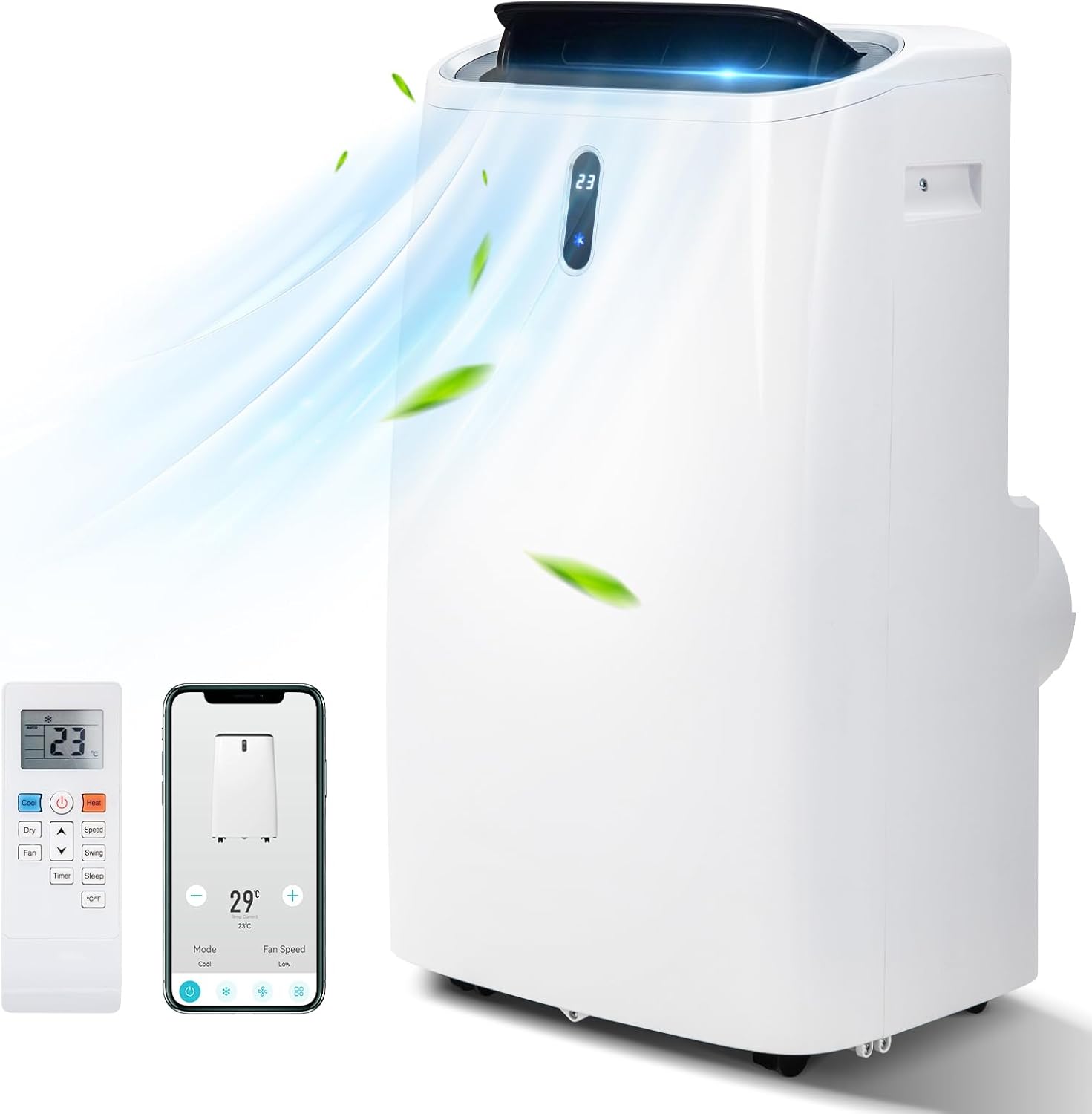 ARLIME 4-in-1 Portable Air Conditioner w/Remote Control, 12000 BTU AC Unit with Cool, Heat, Fan, Dry & Sleep Mode, 24H Timer, Smart Phone Control, Air Cooler w/Window Kit, Cools Up to 450 sq.ft