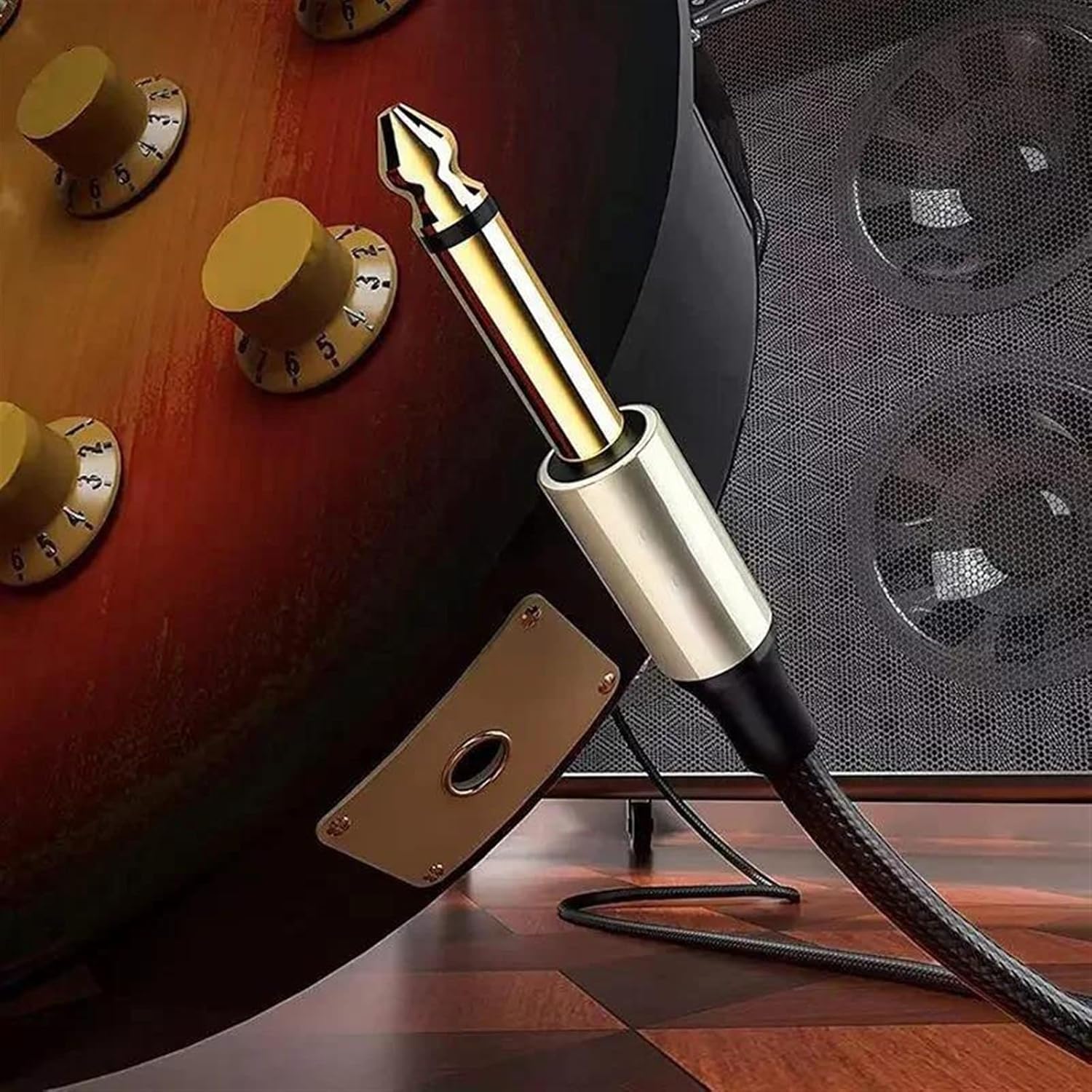 Guitar Audio Cable 1/4 Inch Guitar Instrument Cable 6.35mm Male To Male Mono Cord For Guitar Piano Bass Keyboard Speaker Amplifier(Pack of 3,10m)