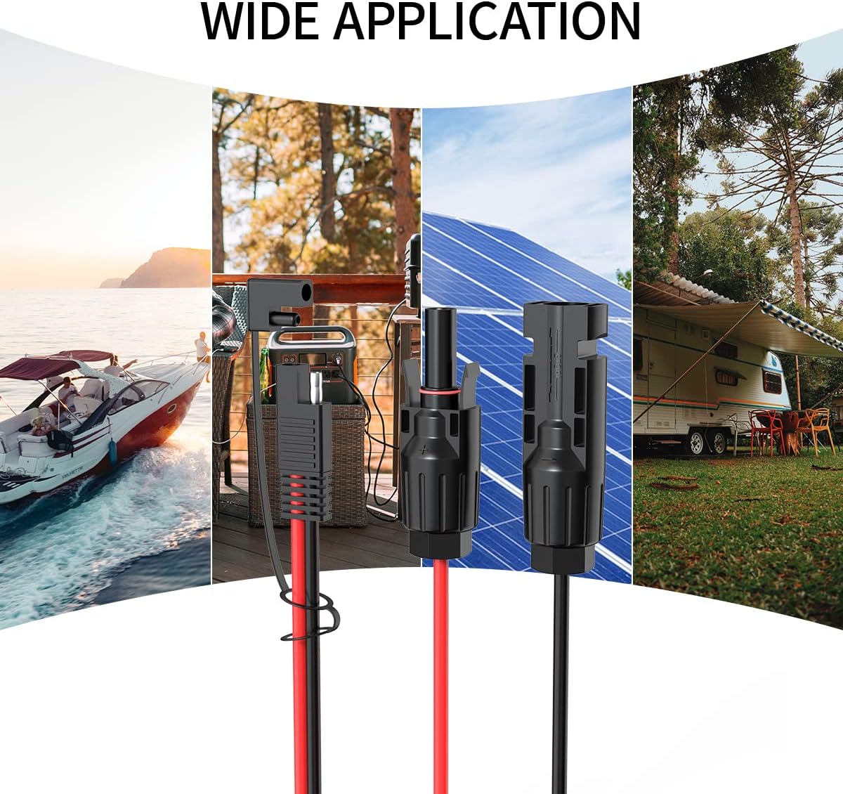 10AWG 50FT Solar Connector to SAE Adapter 2 3.3 10 20 35 50 FT SAE Solar Panel Extension Cable with SAE Polarity Reverse Adapter for Solar Panels Car Battery Charger Kit