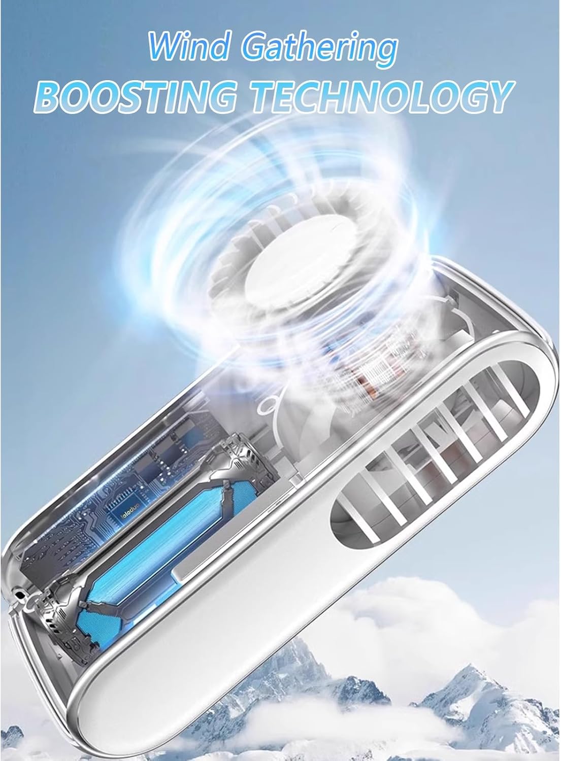 Wireless air Conditioner Air Conditioner Equipped With ICE Semiconductor Cooling Ultra Light 170g Hands Free Personal fan Suitable for Neck and Desktop use(White)