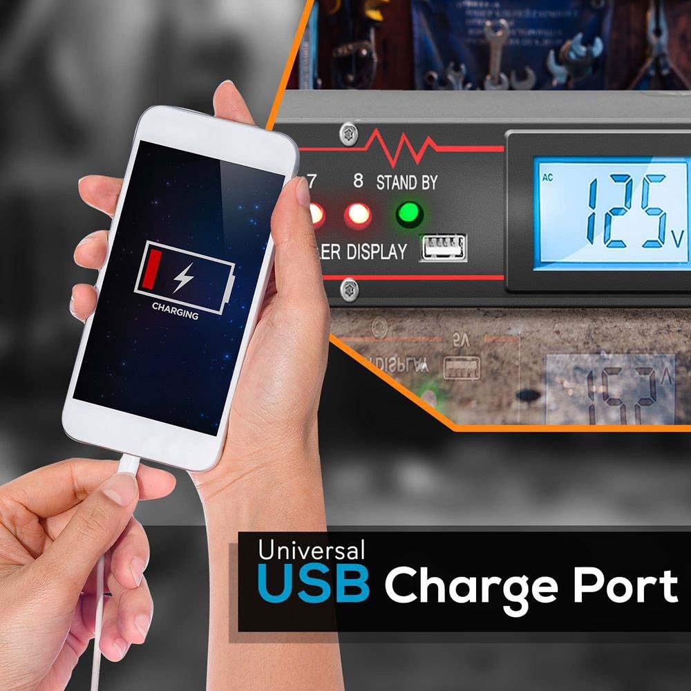 Pyle 10 Outlet Power Sequencer Conditioner - 13 Amp 2000W Rack Mount Pro Audio Digital Power Supply Controller Regulator w/Voltage Readout, Surge Protector, for Home Theater Stage/Studio Use - PCO875