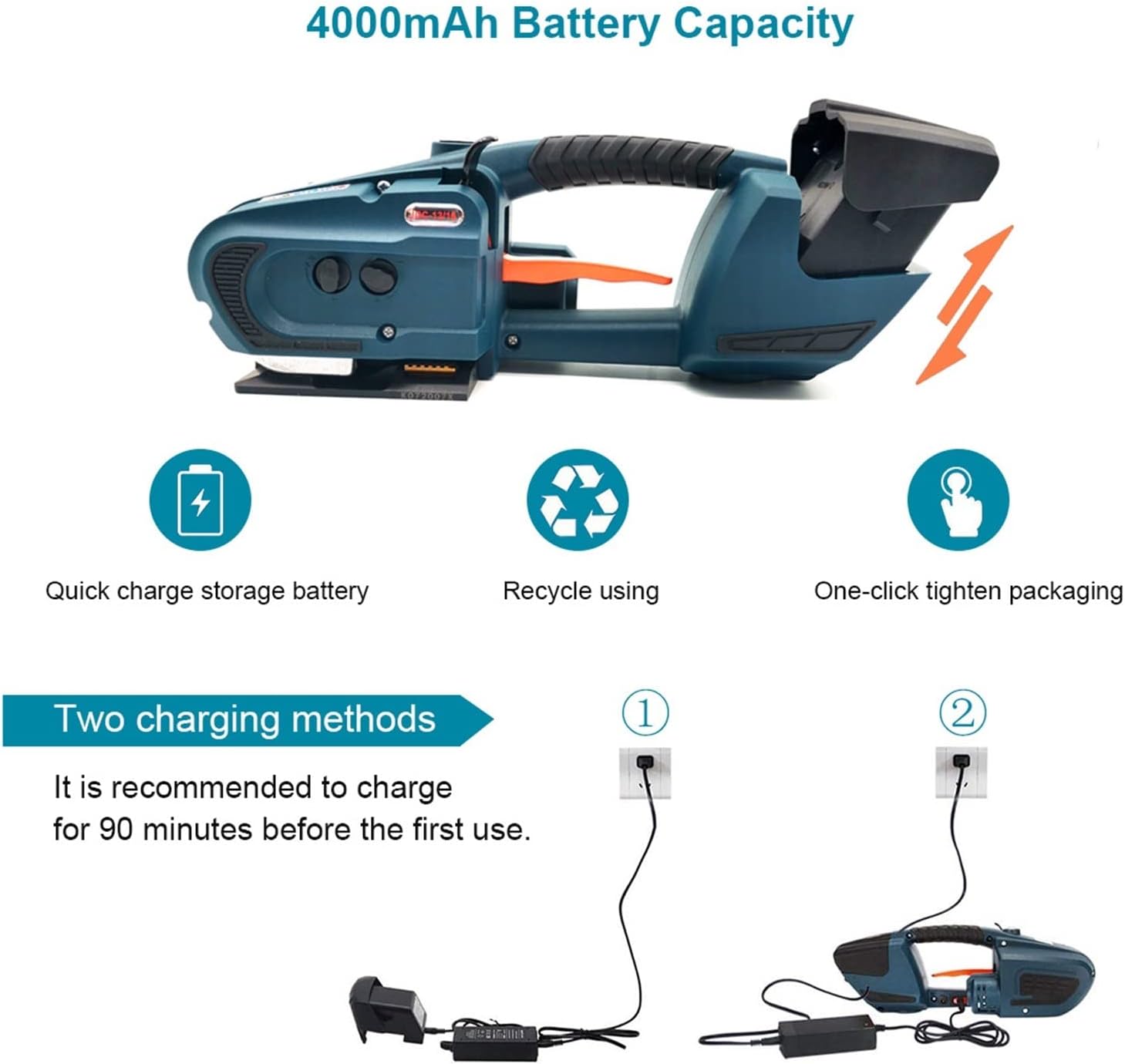 Portable Electric Strapping Machine With 2 Batteries JDC 13mm To 16mm Automatic Packaging Tool For PET PP Belt with Efficiency(JDC13mm)