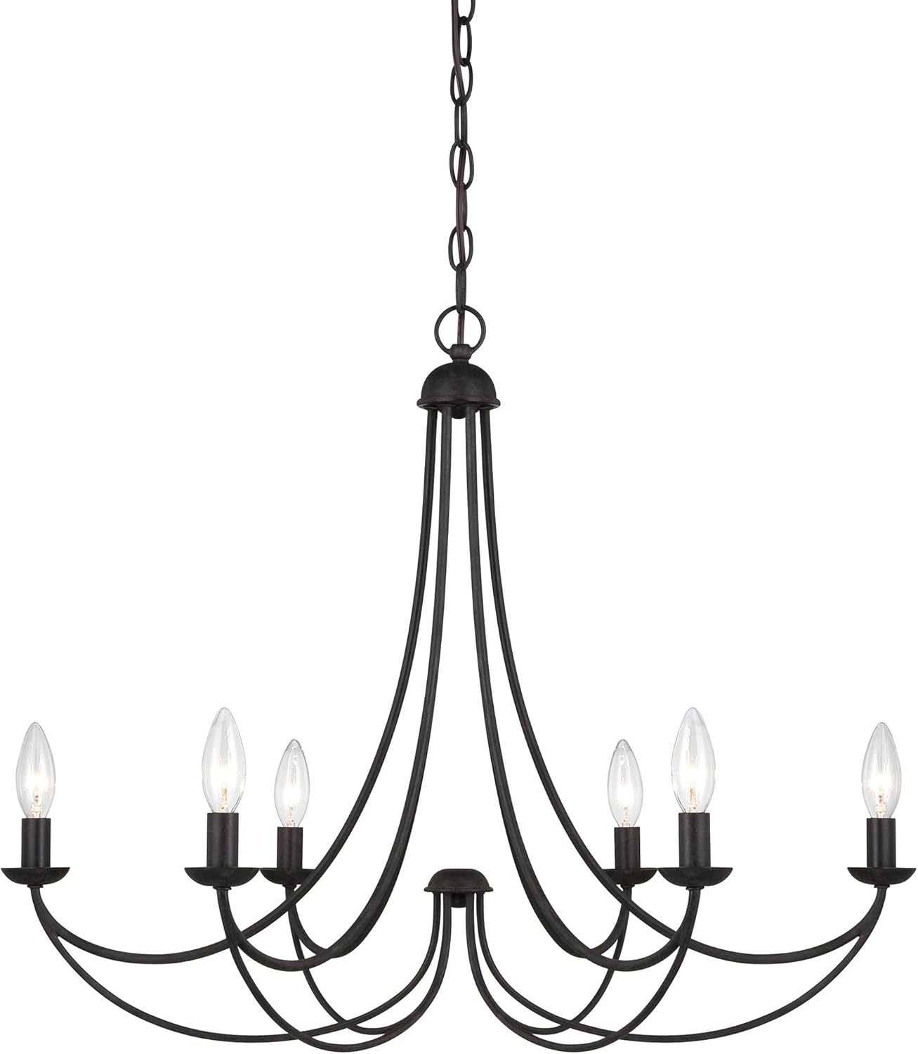 Quoizel Mirren Candle Chandelier, 28 Inch 6-Light Imperial Bronze Hanging Pendant, 60W, Max Adjustable Height 75