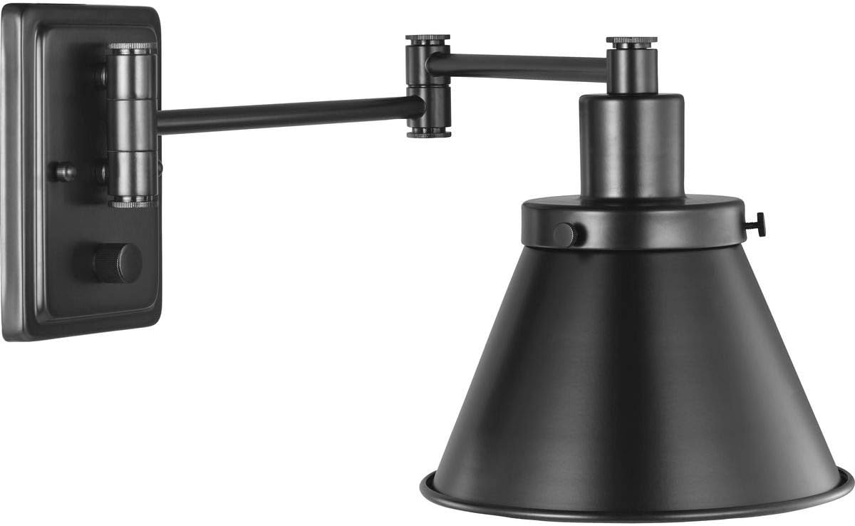 Progress Lighting Hinton Collection Black Swing Arm Wall Light, 9.63x8.25x8.25