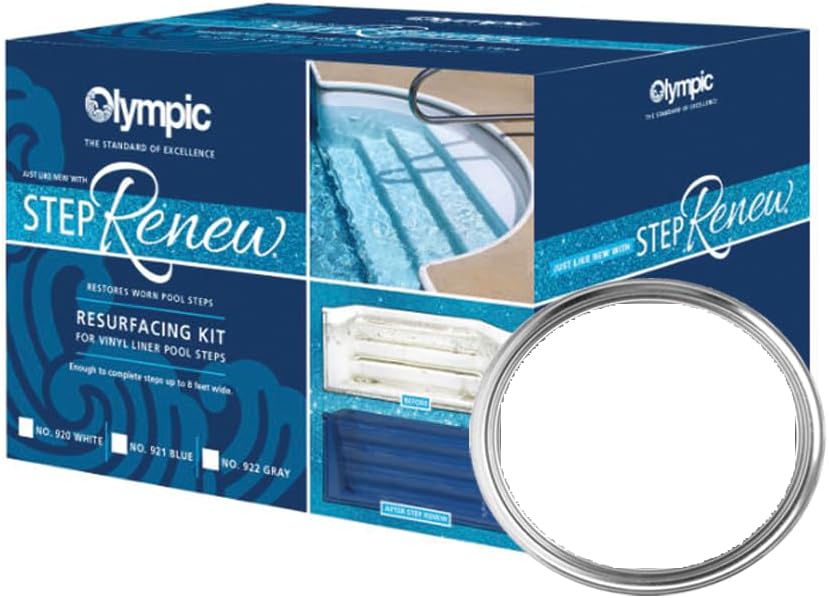 Olympic Pool Paint - Swimming Pool Step Renew Kit - White - Resurfacing kit for vinyl liner pool Swimming Pool Steps.