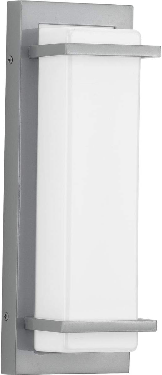 Progress Lighting Z-1080 LED Collection 1-Light White Acrylic Shade Modern Outdoor Small Wall Sconce Light Metallic Gray