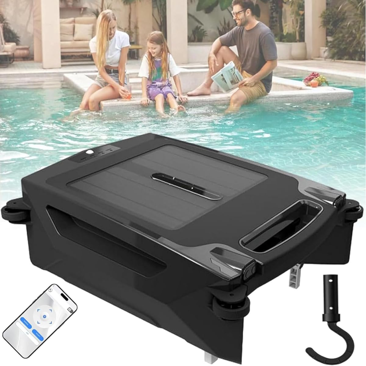 Cordless Pool Vacuum,Solar/Electric Pool Robot,Smart Navigation Pool Cleaners for Inground Pools,Dual Charging Mode ＆ Smart Obstacle