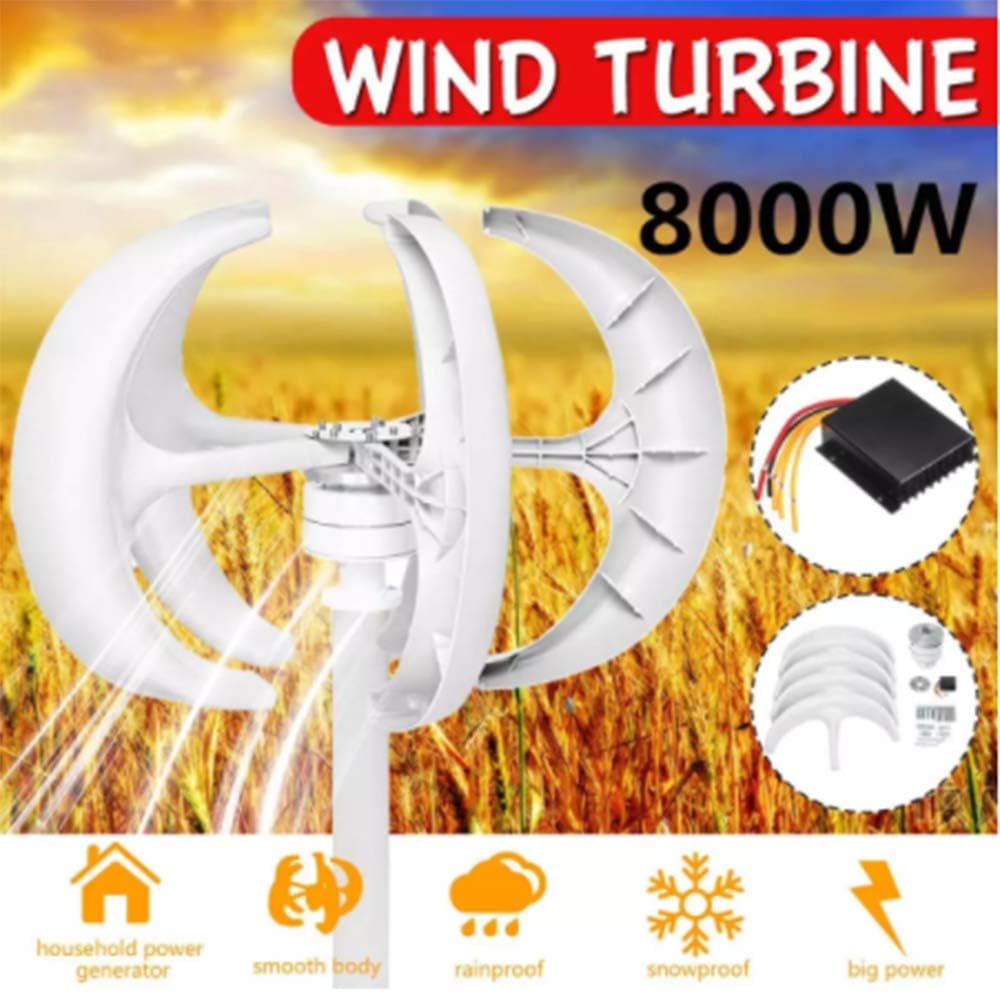 8000W 12V 24V 5 Blades Vertical Axis Wind Turbines Generator Lantern Motor Kit for Home Hybrids Streetlight Use Electromagnetic,24v