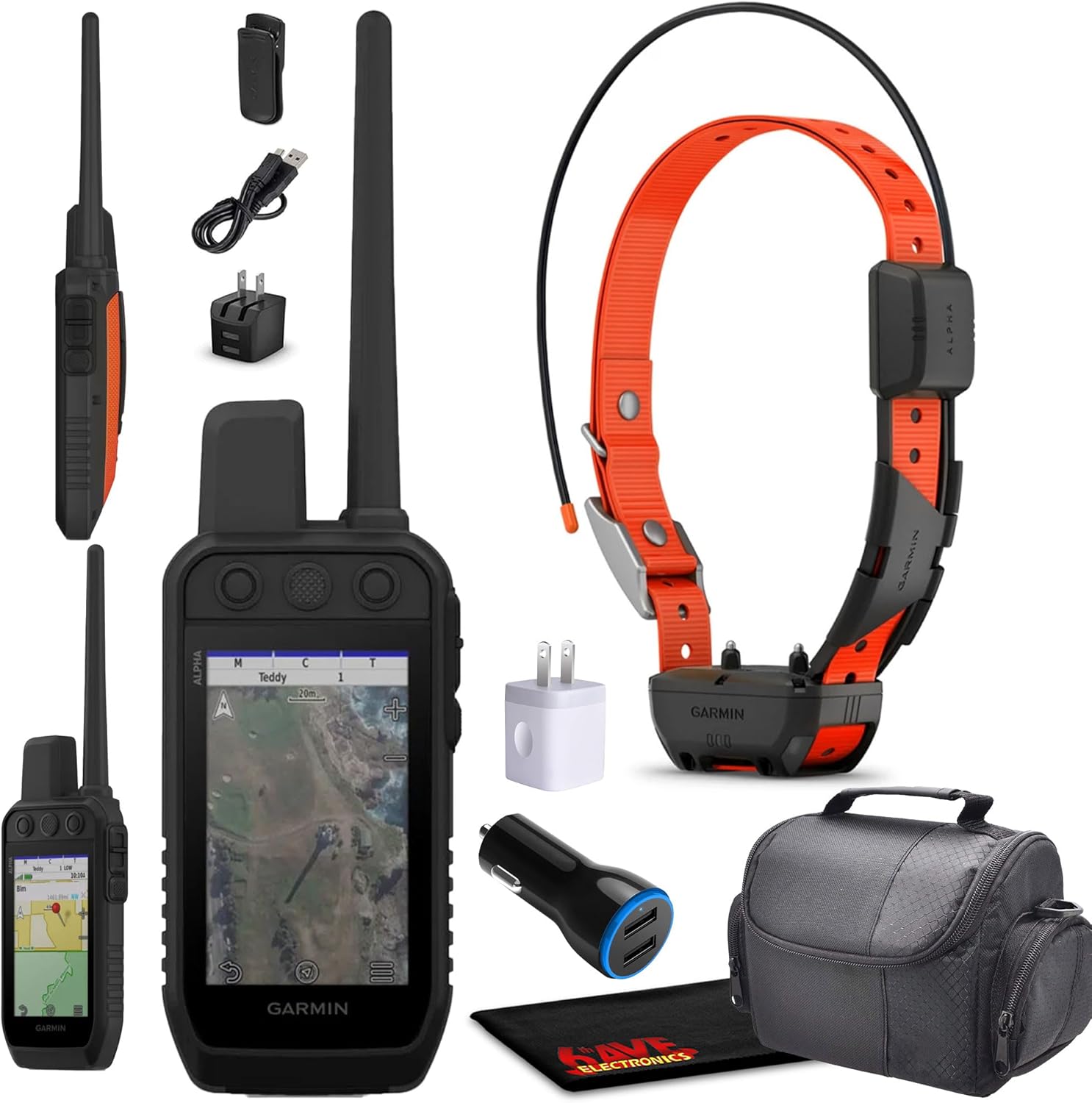 Garmin Alpha 300 Handheld Advanced Tracking and Training Device for Hunting Dog Bundle with Garmin Alpha TT25 Tracking Collar for Dogs with GPS + USB Charger and Field Bag + Accessories