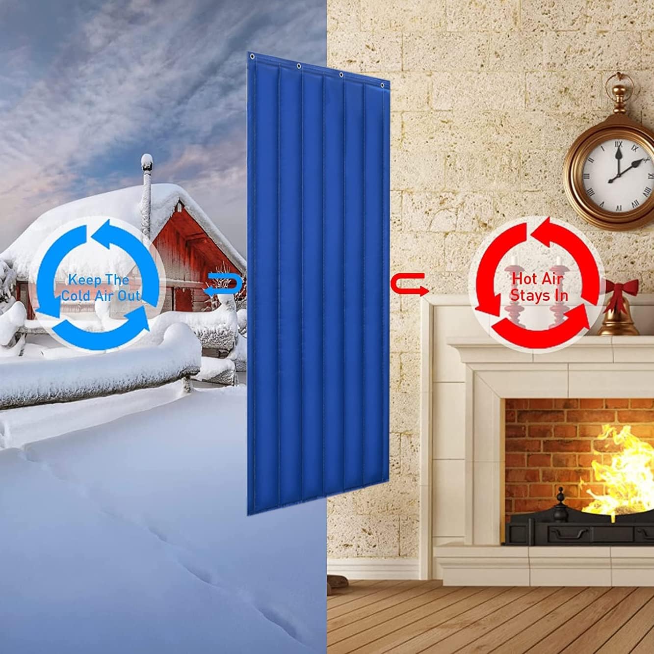 Thermal Insulated Blackout Door Curtain,Soundproof Blanket For Doorway,Winter Doorway Cover Screen Door Curtain,Thick Thermal Fabric Door Cover,for Accordion Door,temporary Door,Air Conditioner Room (