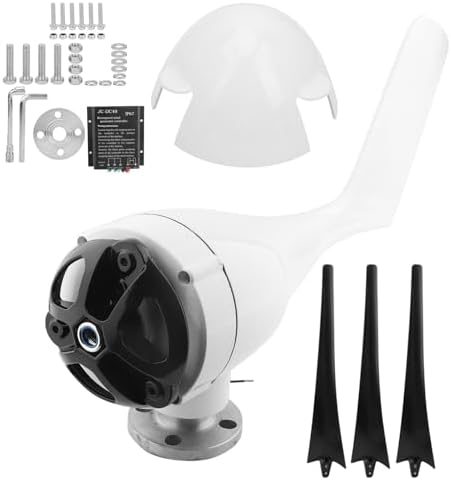 Eujgoov 1200W 3-Blade Wind Turbine Generator 12V/24V/48V Small for Home Marine Off Grid Renewable Energy Charging (Black)