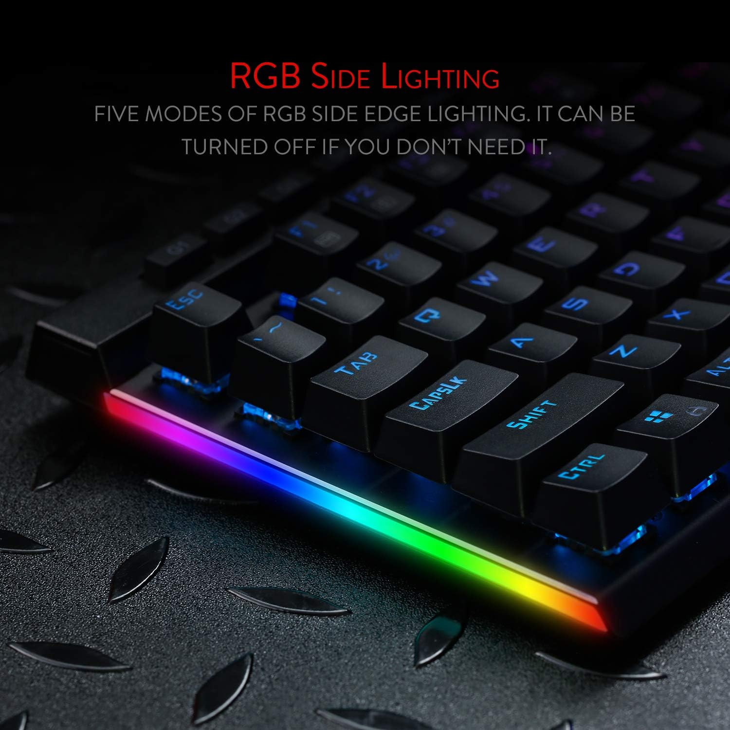 Redragon K580 VATA RGB LED Backlit Mechanical Gaming Keyboard with Macro Keys & Dedicated Media Controls, Hot-Swappable Socket, Onboard Macro Recording (Blue Switches)