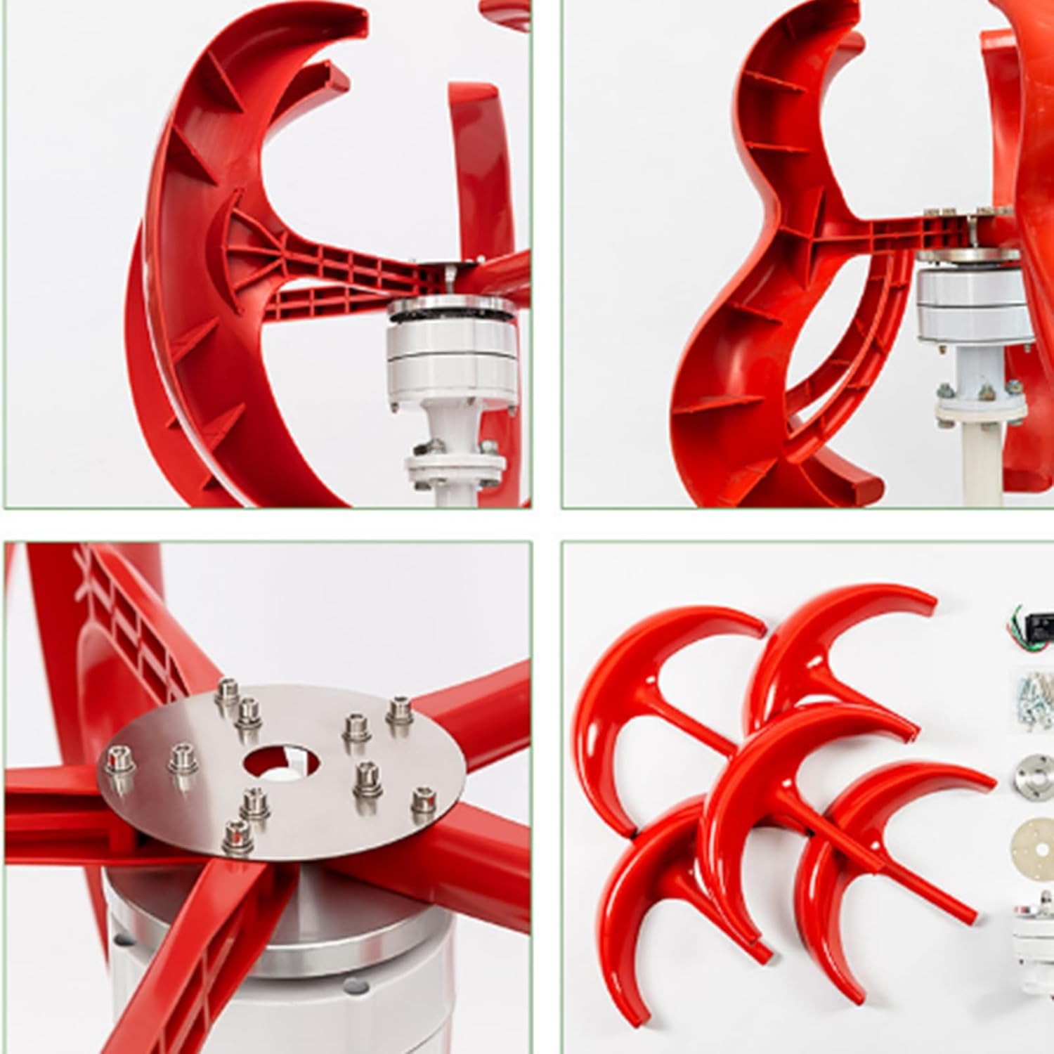 5 Blades Wind Turbine Kit Windmill Generator,2000W 12V 24V 48V Vertical Axis Wind Power Generator,Low Noise with Controller for Home Use