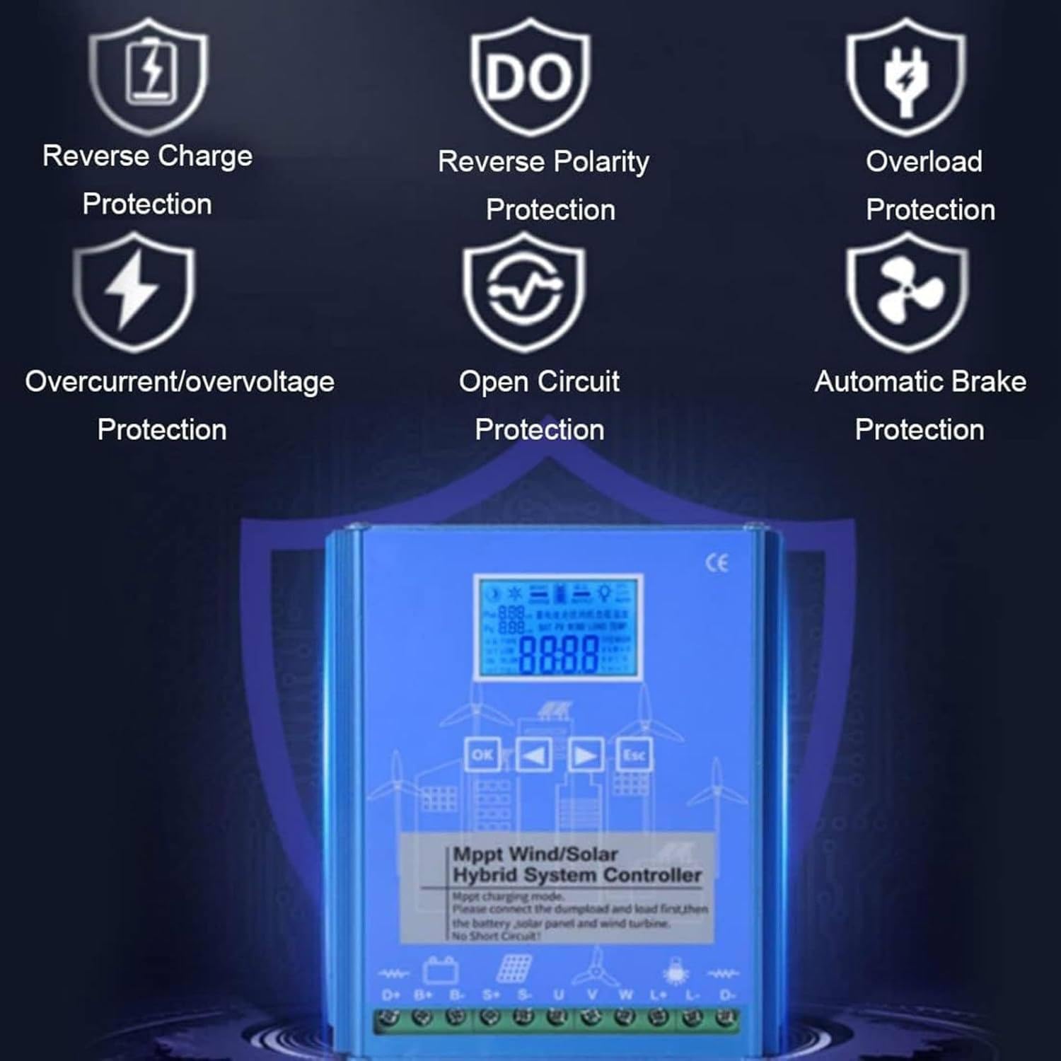 Auto Mppt Charge Boost Charging Regulator,Wind Solar Blending Controller,4000/6000/8000w Auto Regulator Home Use Wind Generator,12V-6000W