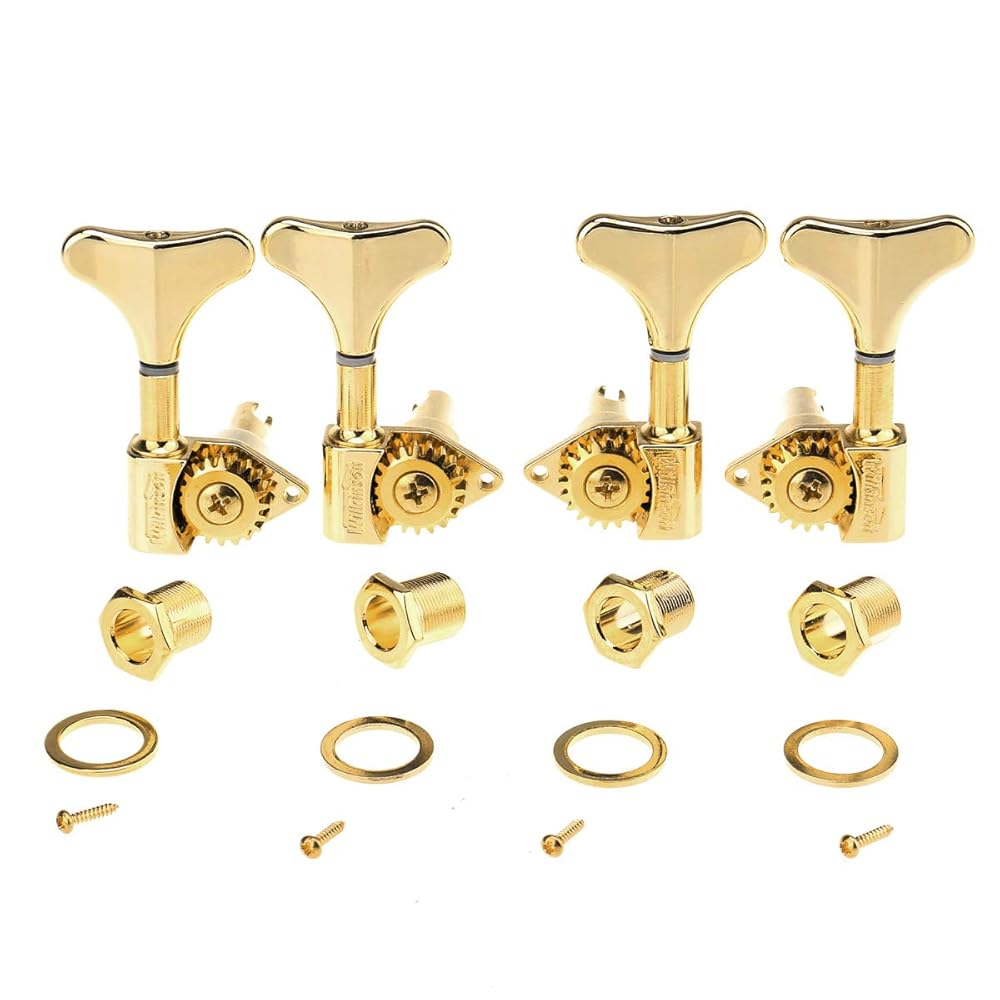 Guitar Part for 2R2L 20:1 Ratio Bass Tuners Machine S Tuning Pegs Keys Set for Ibanez Style Electric Bass, Gold