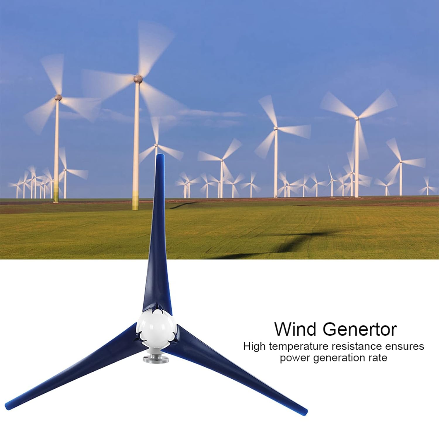 Small Wind Generator Small Wind Generator 3 Blades 1200W Wind Turbines Kit with 3 Phases AC Permanent Magnet Synchronous, Electric Ity Generator (12V)