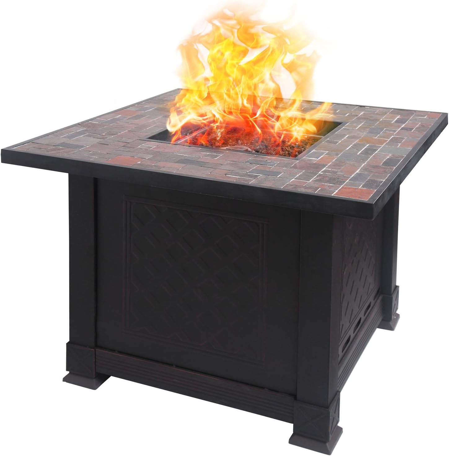 Lava Heat Italia Volterra Liquid Propane Fire Pit Table, Antique Bronze and Natural Slate