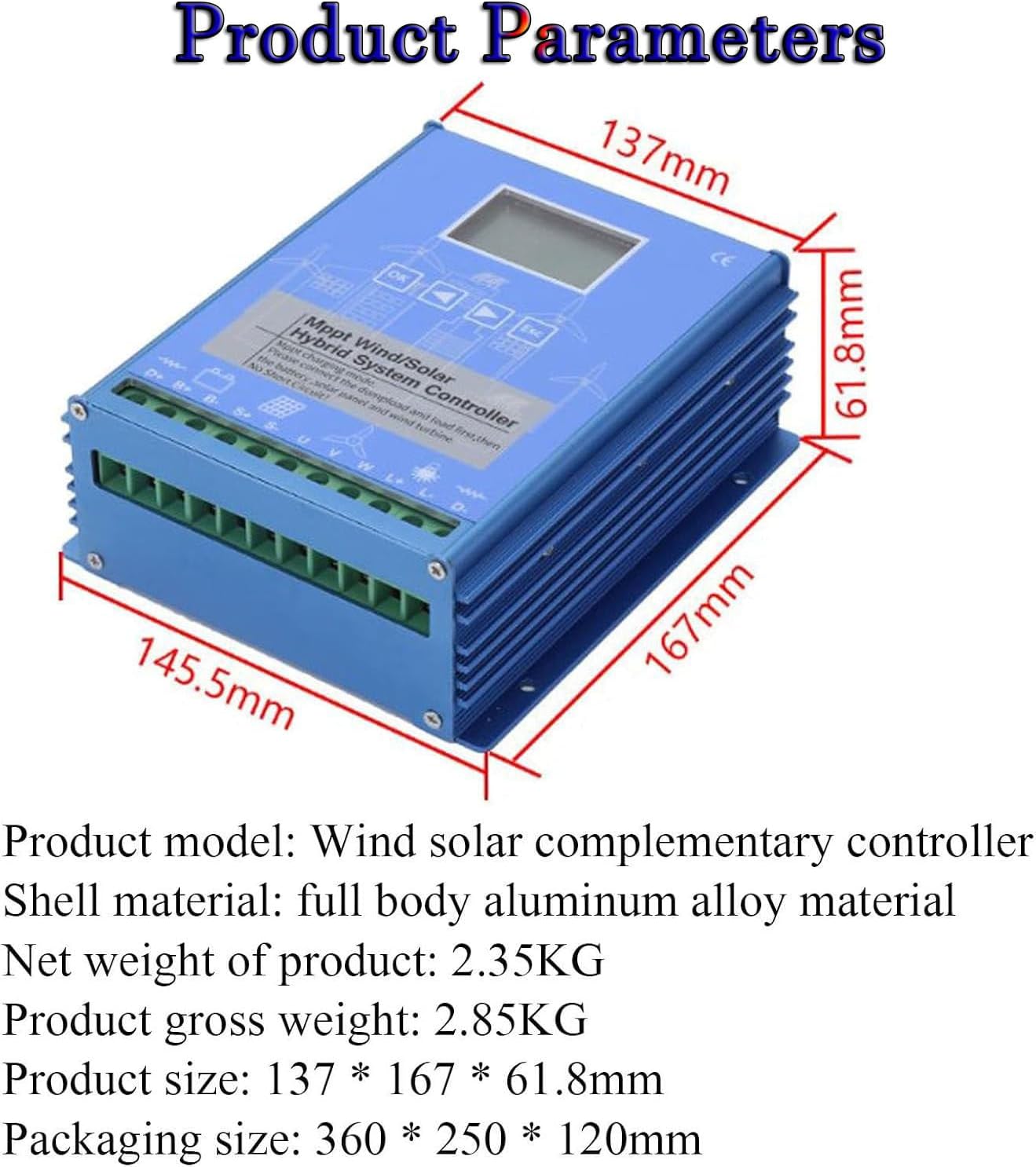Wind Solar Blending Controller,Digital Intelligent Regulator with LCD Display,Wind Solar Hybrid Charge Controller,Mppt Charge Boost Controller,24V-8000W