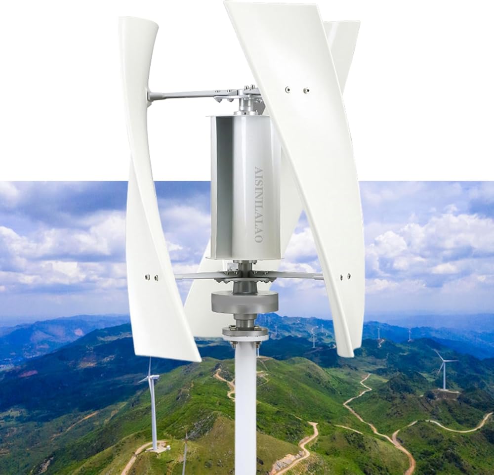 3000W Noiseless Wind Turbine Generator Kit, 12V/24V/48V 3 Blades Vertical Wind Power Generator W/Controller, for Family Farms, Mobile Homes, Ships