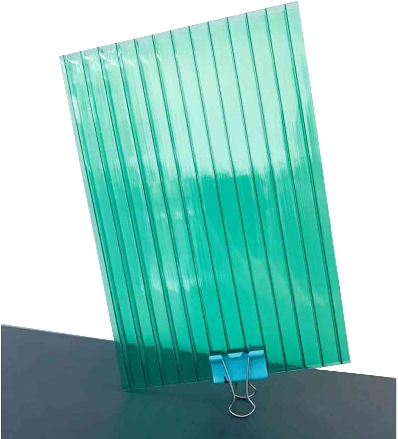 12 Pieces Double Wall Polycarbonate Greenhouse Panels, Clear Greenhouse Sheet, Roof Insulation Cold Frame Replacement Sheet, Weatherproof, for Outdoor Garden Pergola(Green,1.05X1m-8mm)