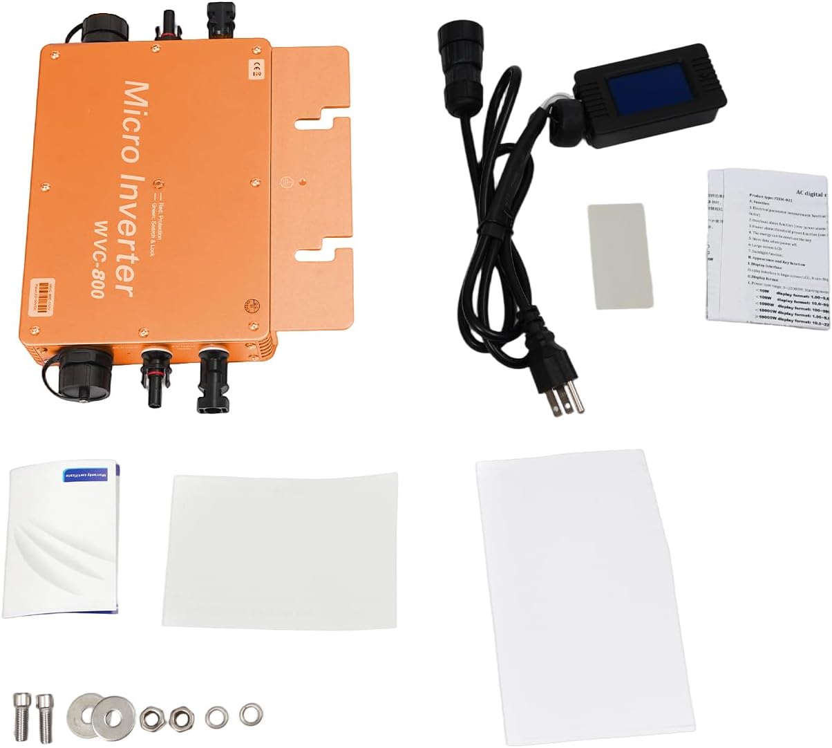 800W Solar Grid Tie Micro Inverter, Waterproof IP65 MPPT Pure Sine Wave Inverter with AC Data Monitoring Display LCD Screen for Solar Panel Smart Inversor