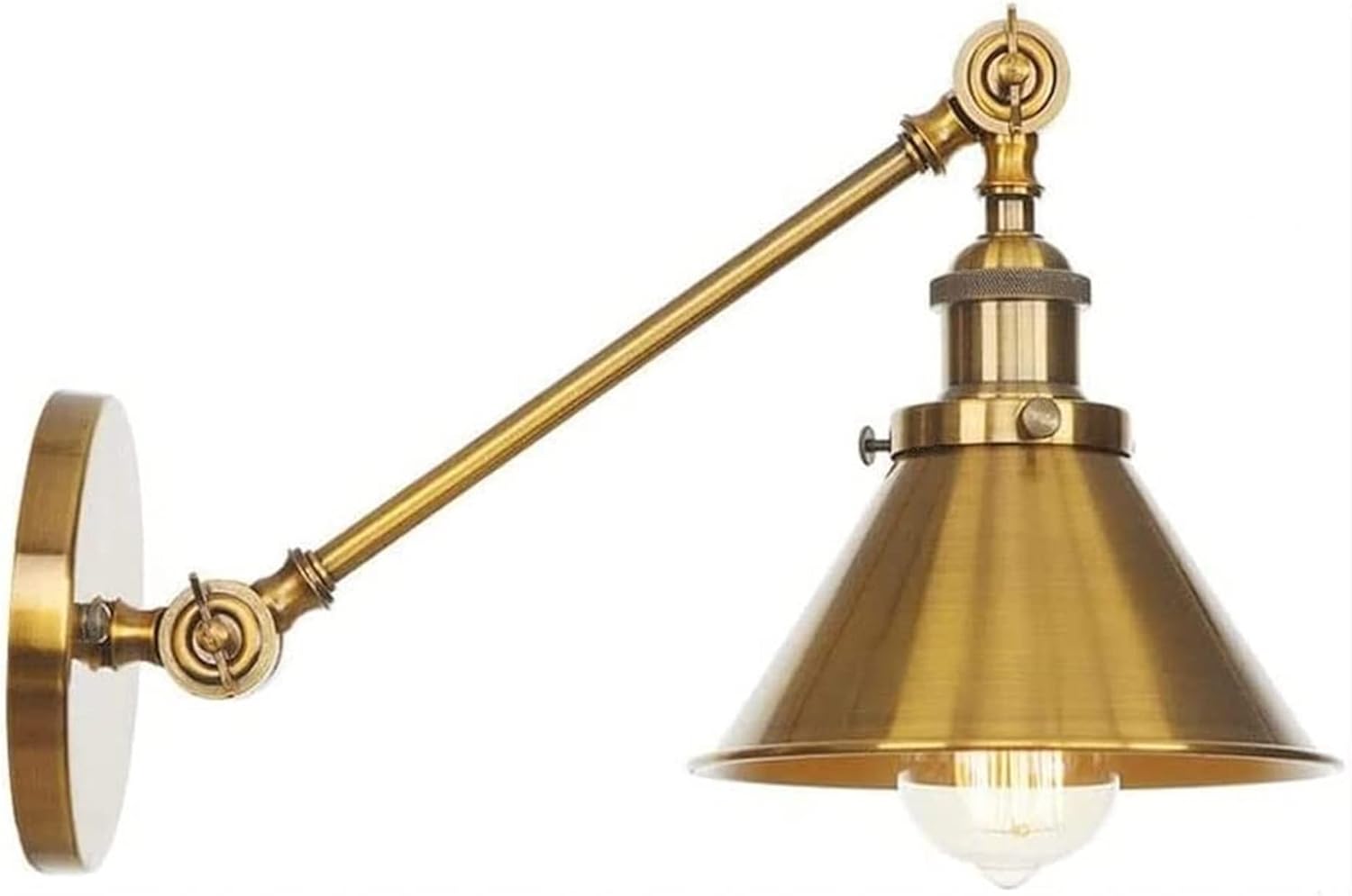 Industrial Vintage Metal Wall Sconce, Swing Arm Wall Lamp, Indoor Adjustable Wall Light, E27 Decoration Lighting Fixture for Hallway Bedroom Living Room Reading, Gold (Size : C) (Size : A)