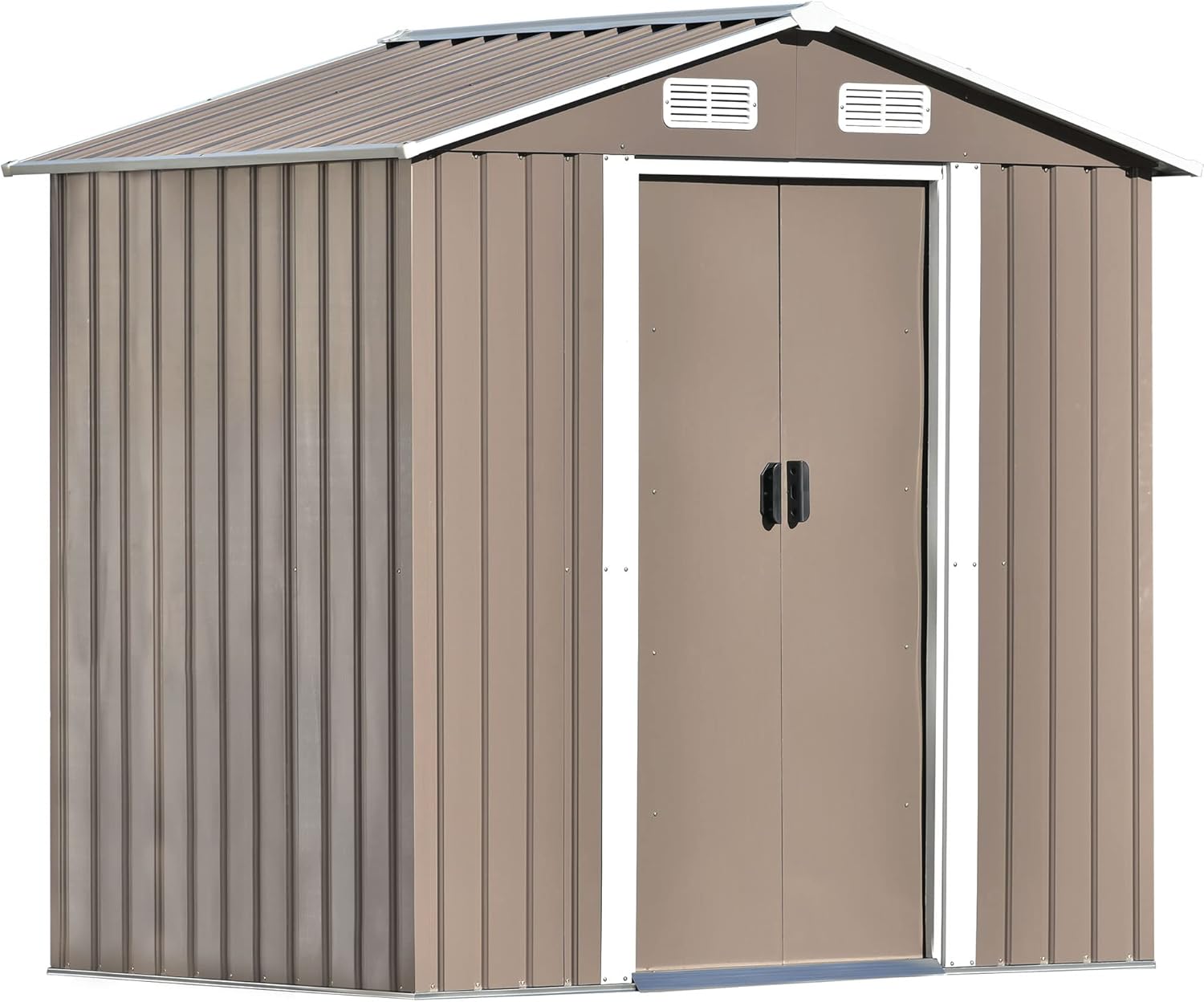 6x4FT Storage Shed, Metal Outside Sheds & Outdoor Storage Galvanized Steel with Air Vent and Lockable Door for Backyard, Patio, Lawn, Tool Shed, Bike, Lawnmower