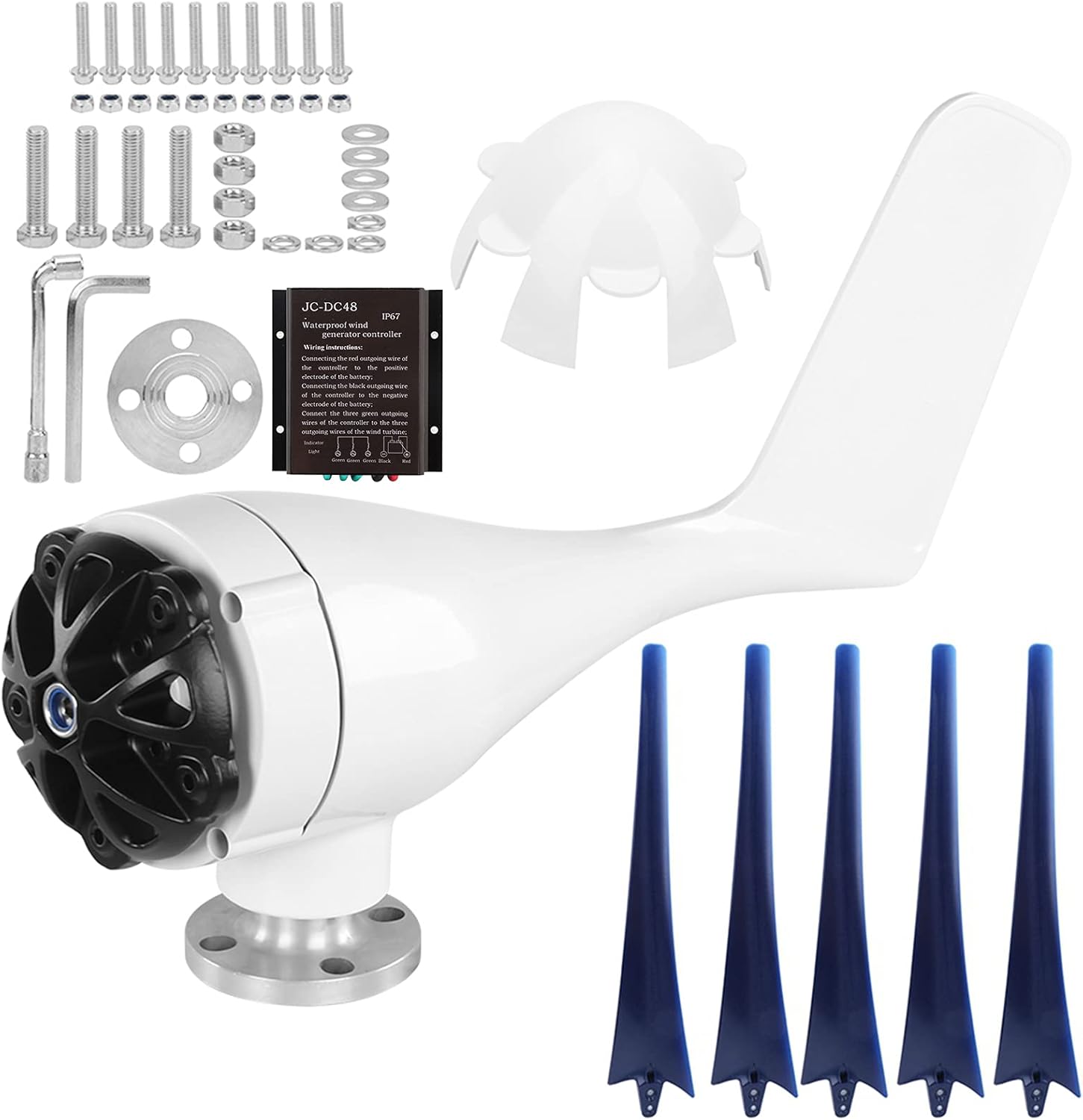 400W Wind Turbines 5 Blades Wind Generator High Efficiency Generator Power Supply for Boats Mobile Homes (48V #13)