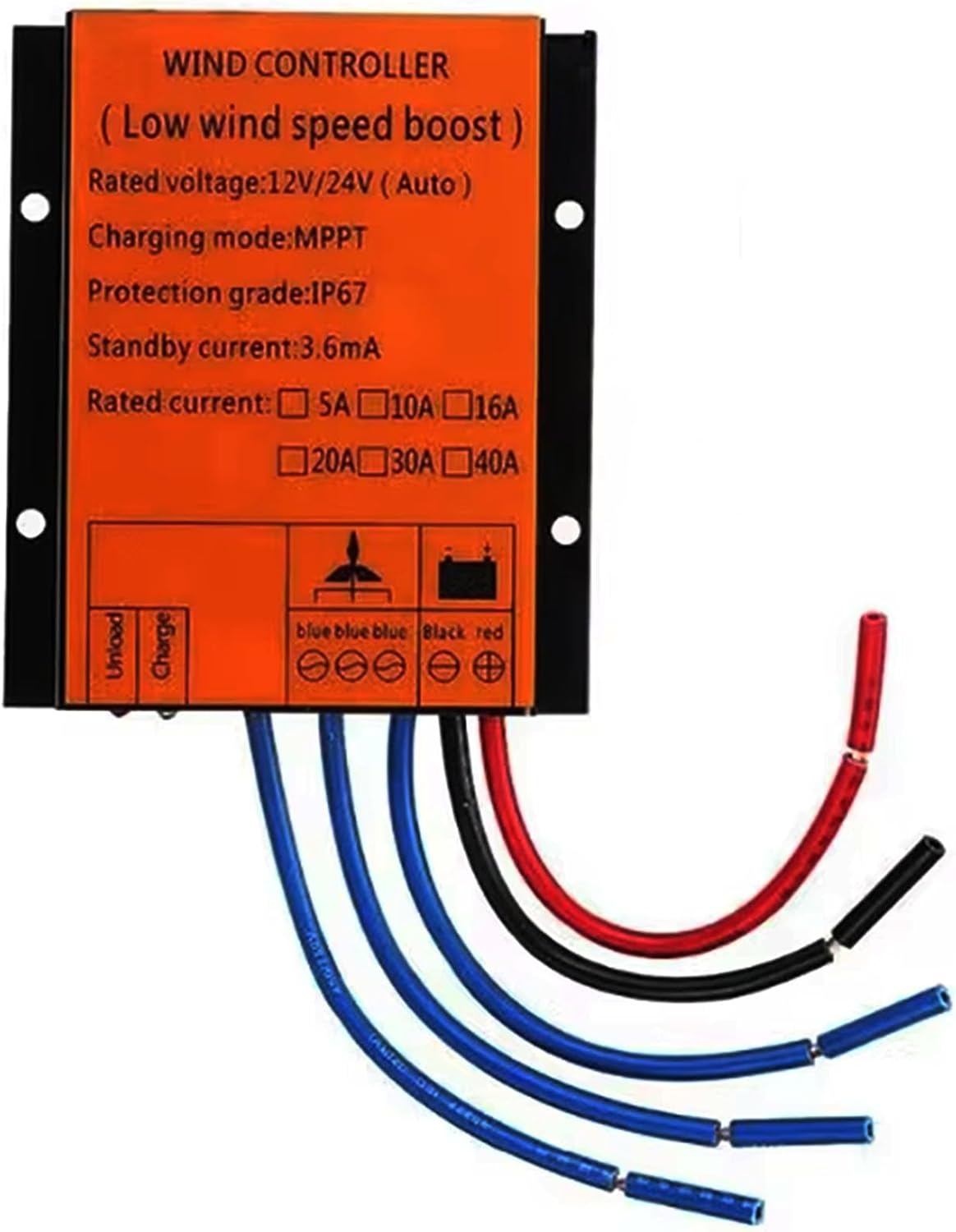 12000W MPPT Wind Charger Controller IP67 Waterproof Wind Turbine Charge Controller 12V-220V, Battery Charge Regulator for Wind Turbine (Orange),12V