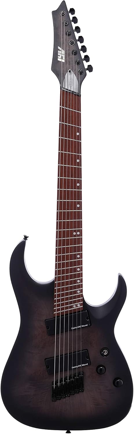 IYV- ISFF7-400 Solid Body with Burl Maple Top Electric Guitar, Charcoal Sunburst