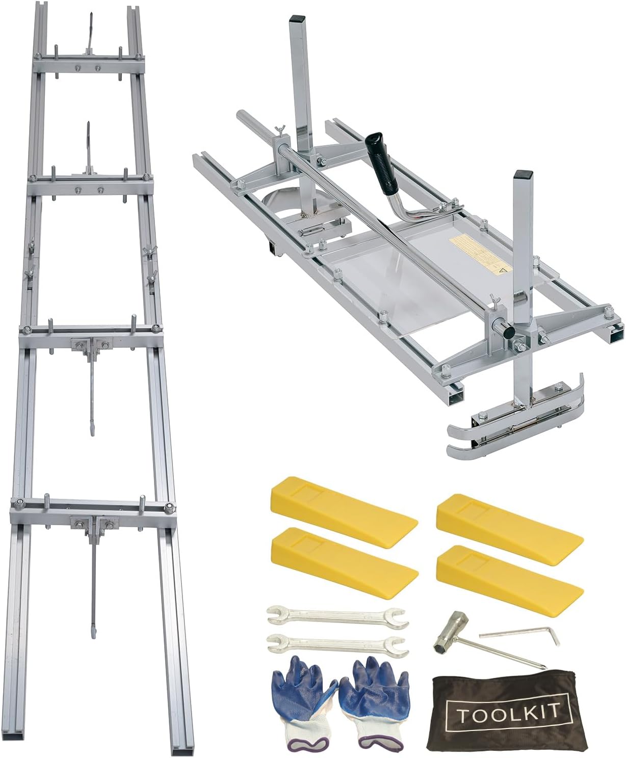 36-inch Chainsaw Mill and 9-FT Rail Mill Guide System,with Acrylic Board and 4 Tree Felling Wedges