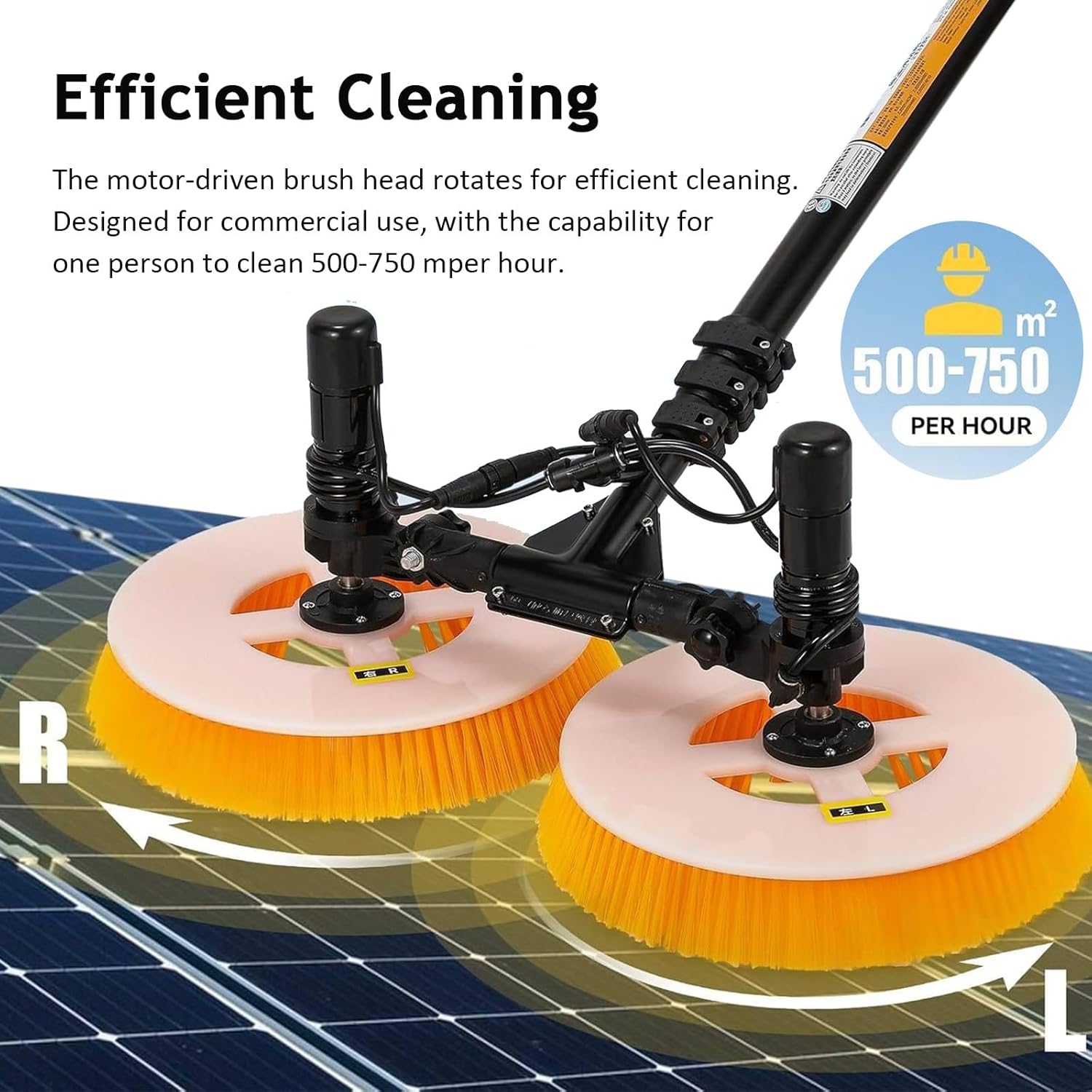 Solar Panel Cleaning Tool, Solar Panel Cleaning Brush and Pole Water Fed Pole Kit, Double Head Automatic Window Glass Washing Equipment for Household & Outdoor,Mains-Version-5.5m