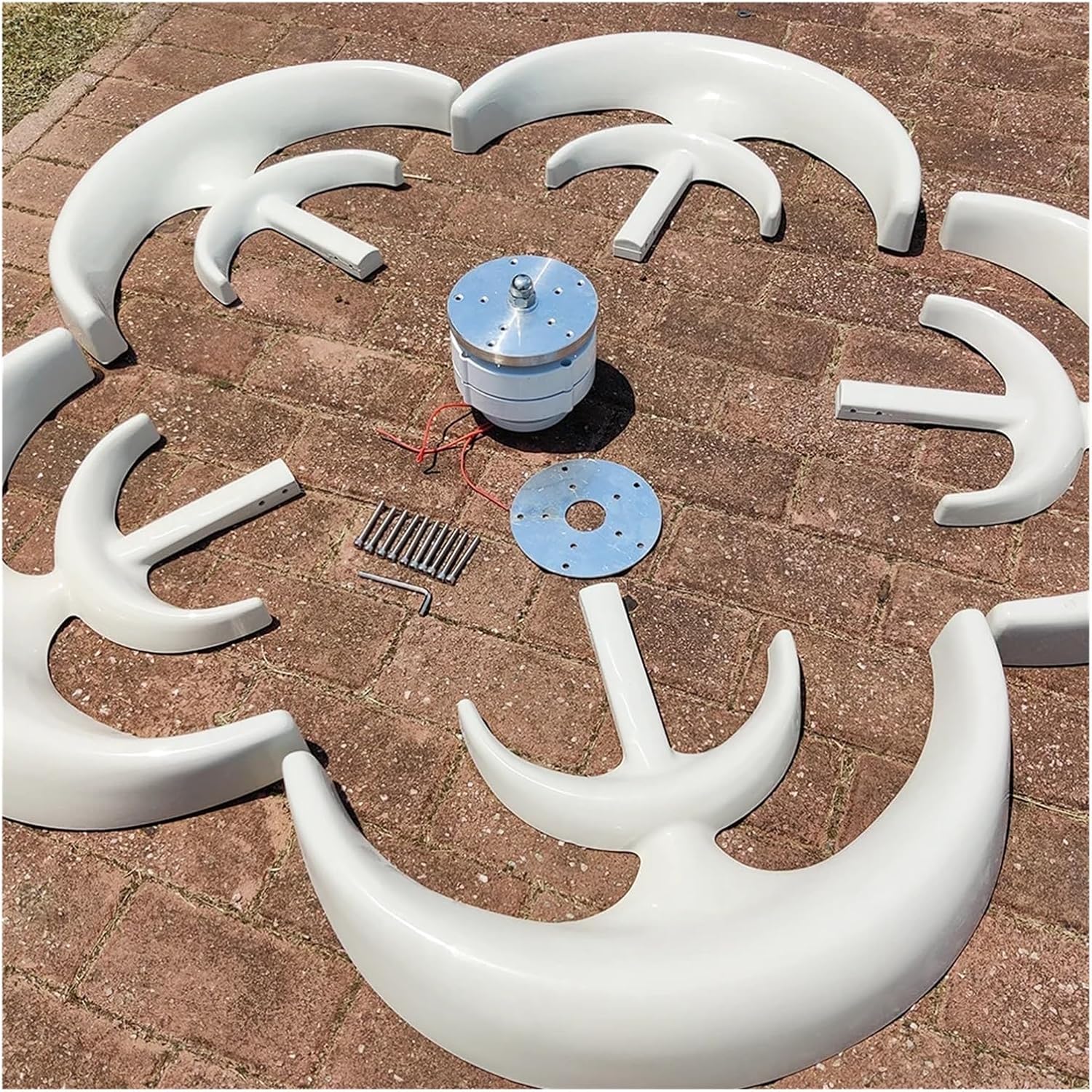 Wind Turbine Generator Kit, 3000W Vertical Wind Turbine with Free Charging Controller Yacht Farm Household Farm for Hybrid Solar Wind System(White,12V)