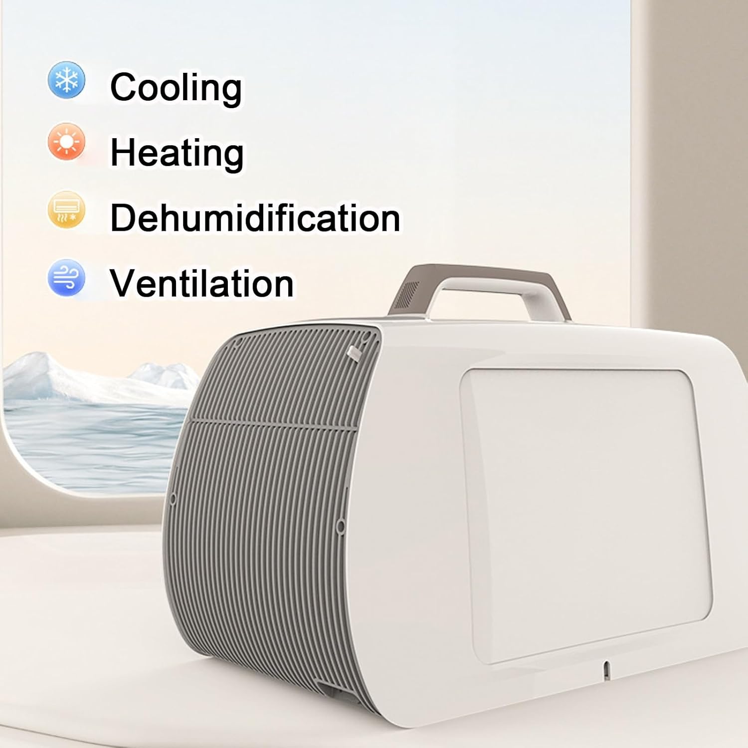 5400 BTU Portable Camping Air Conditioner and Heater 3 Wind Speed Adjustment Bluetooth Speaker Drainage-free Cooling AC for Home Outdoor Tent(110v)