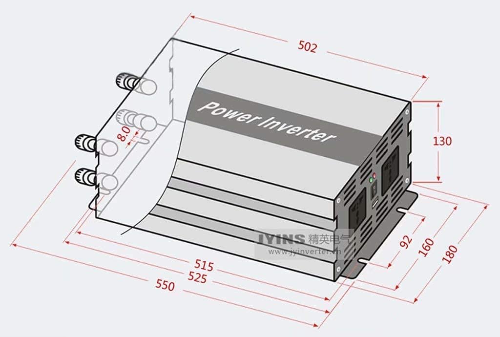 6000W Power Inverter, DC 24V to AC 220V, 12000W Peak Power, with USB Charging Ports and 2 AC Outlet Converter Modified sine Wave Solar Inverter (24vto220v)
