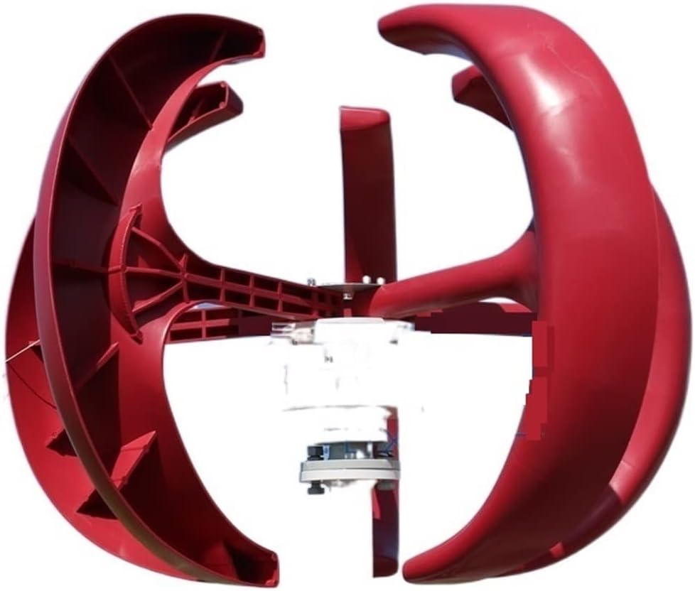 Wind Turbine Generator Kit, 4000W 5 Blades Vertical Axi Wind Turbines Generator Lantern 12V 24V Motor Kit Electromagnetic for Home Streetlight Use for Hybrid Solar Wind System(White,24V)