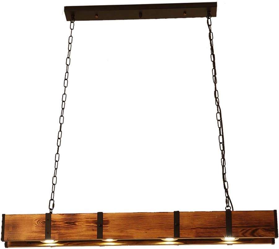 Farmhouse Wood Chandelier, 4-Light Rustic Dining Room Light Fixture, Pendant Lights Kitchen Island Farmhouse Wood Beam Pendants with Adjustable Chain for Bar, Cafe, Restaurant, ‎39.37