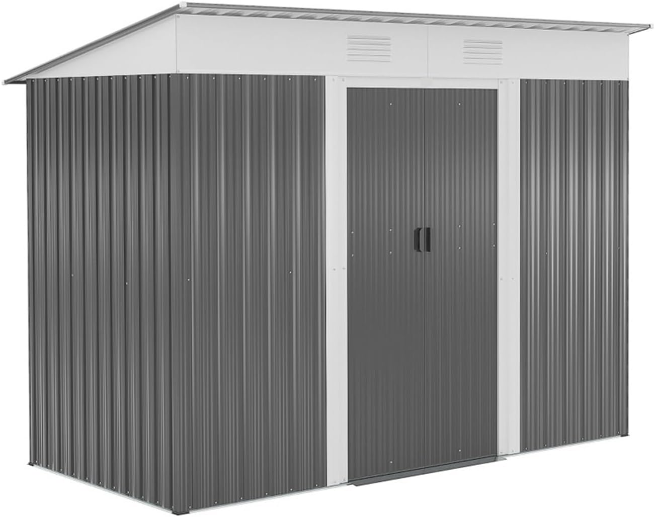 Outdoor Storage Shed Metal Outdoor Storage Shed, Garden Tool Storage House Organizer with Sliding Doors, Lock and 2 Vents, for Backyard Garden Tool House (A)