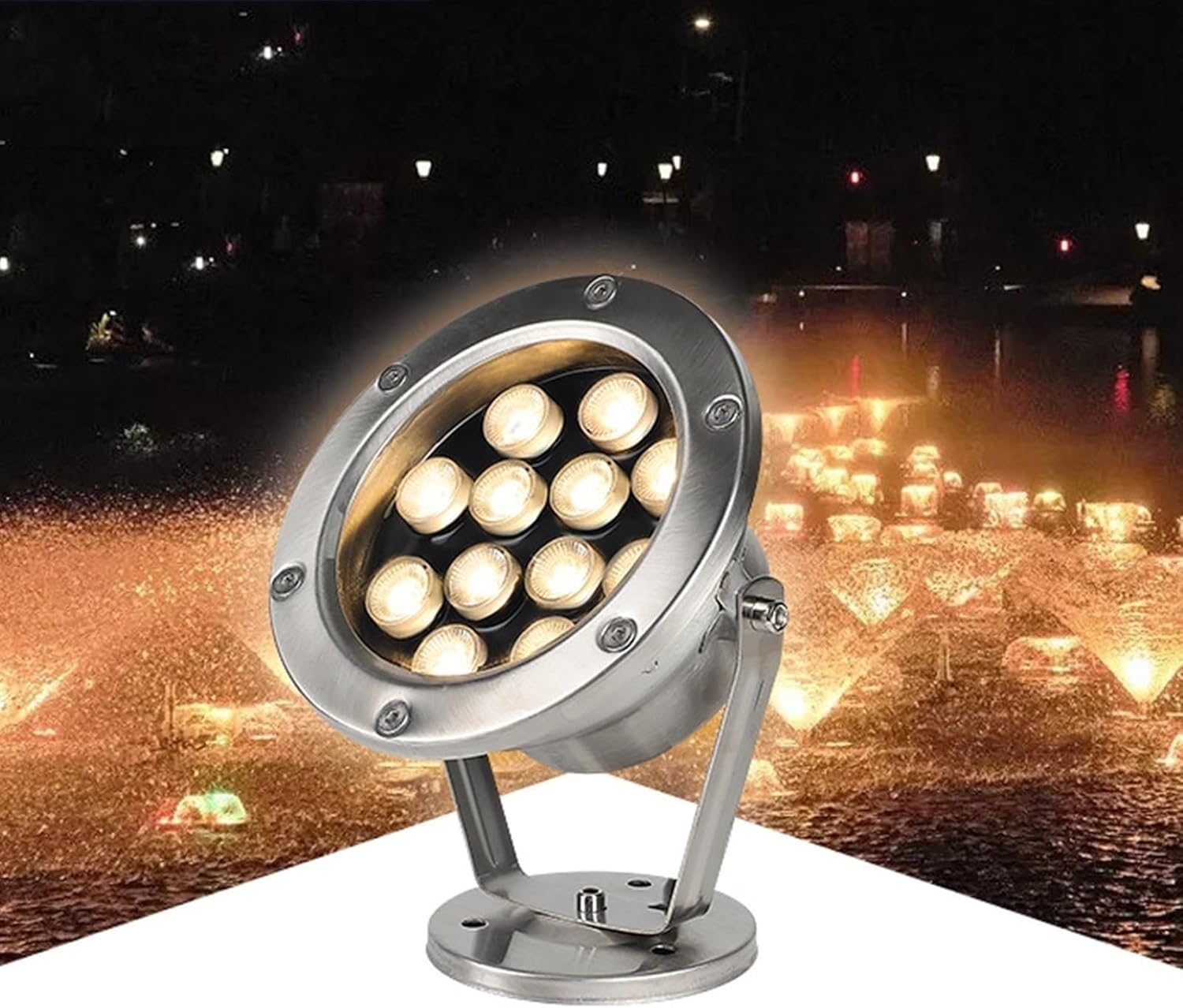 LED Pool Lights - Adjustable Angle Underwater Pond Light - Outdoor Submersible LED Underwater Engineering Fountain Pool Waterscape Light, IP68 Waterproof Flood Lights(Blue,24W(12V))