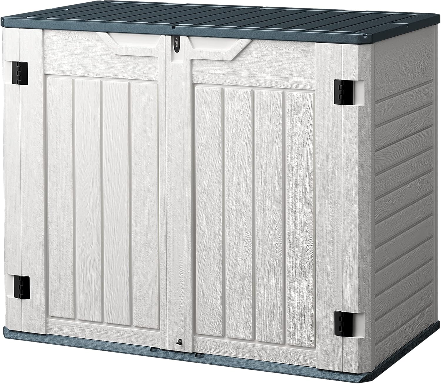 Homall Resin Outdoor Storage Cabinet - 34 Cu Ft Horizontal Shed, Weather Resistant, Multi-Purpose, Lockable for Garbage Cans, Lawn Mower and Tools