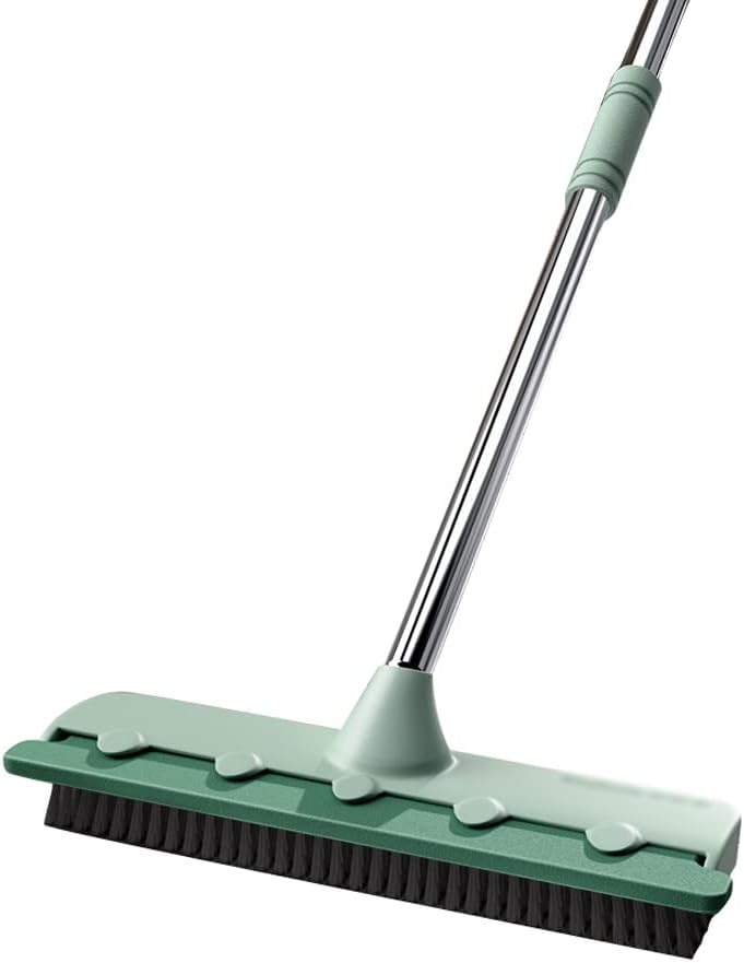 HBJWOV Pool Scrub Brush 2 in 1 Bathroom Wiper Stiff Bristle Window Squeegee Broom Floor Mop Tub Tile Floor Cleaner Brush