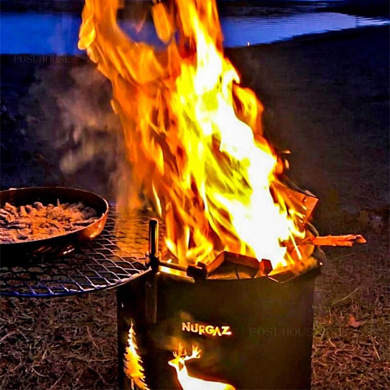 Outdoor Fireplaces Outdoor Fire Pit Patio Furniture Cast Iron Basin Bonfire Brazier Heating Stove Furnace Garden Courtyard BBQ Grill Fire Pits