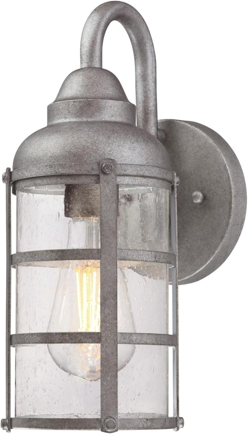 Westinghouse 6357700 Rezner One-Light Outdoor Wall Fixture, Galvanized Steel