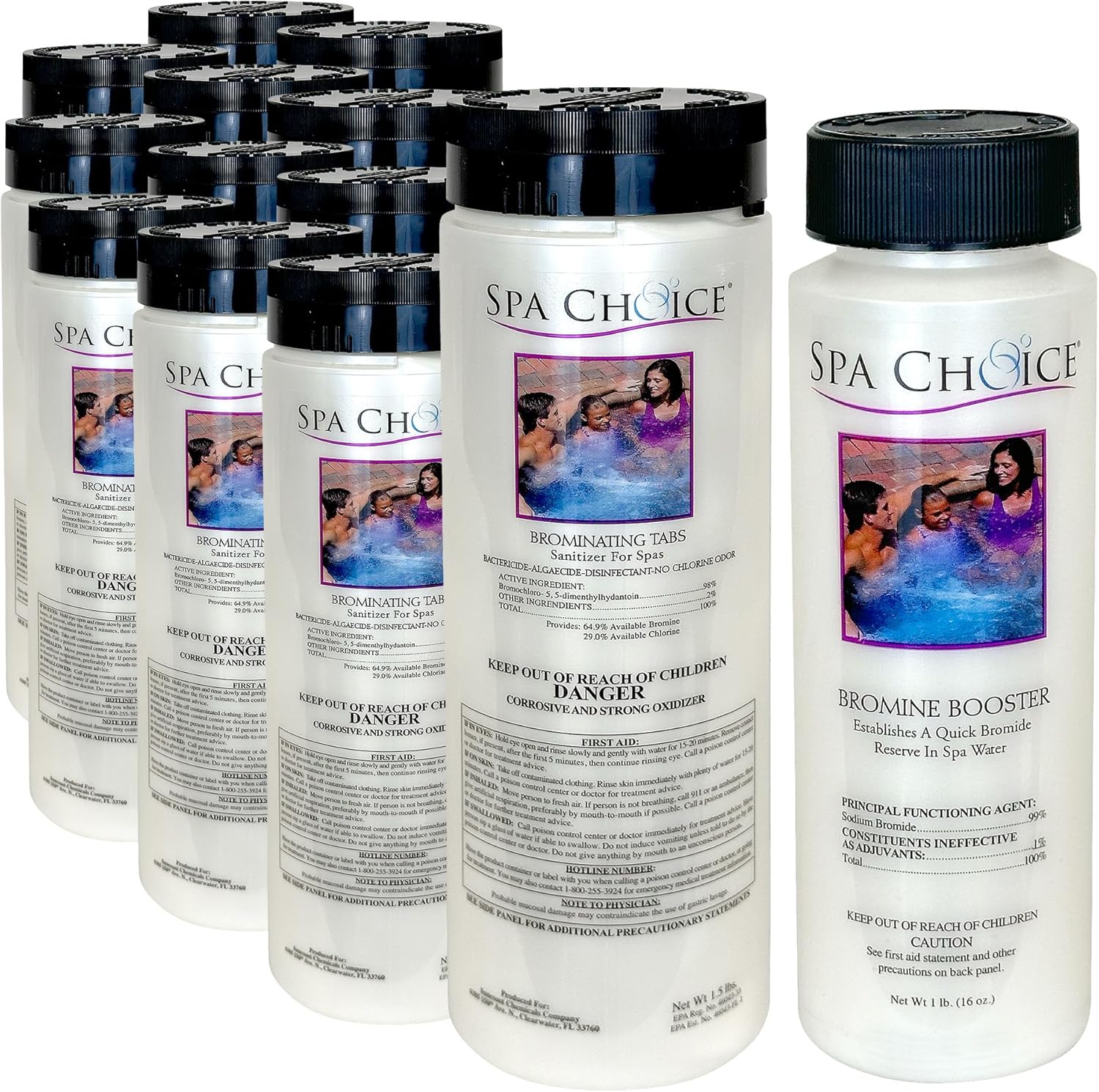 SpaChoice 472-3-3001-12 Bromine Tablets for Spa Hot Tub, 1.5-Pounds, 12-Pack, with 1-Pound Sodium Bromide