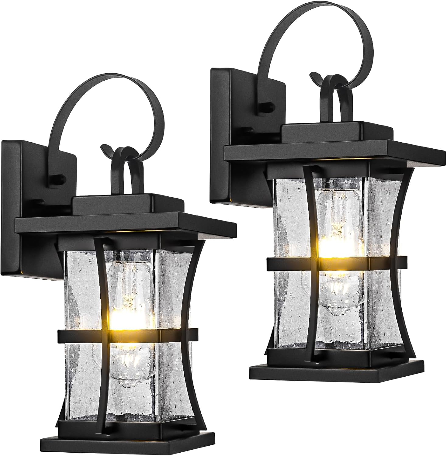 2 Packs Outdoor Wall Light - Modern Black Exterior Light Fixture Waterproof Porch Sconces Wall Mounted Lighting, Anti-Rust Rustic Wall Sconce for House Garage, Doorway, Front Door Entryway, E26